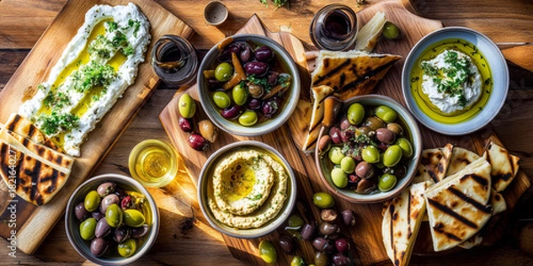 Obraz Vibrant Mediterranean Mezze Platter