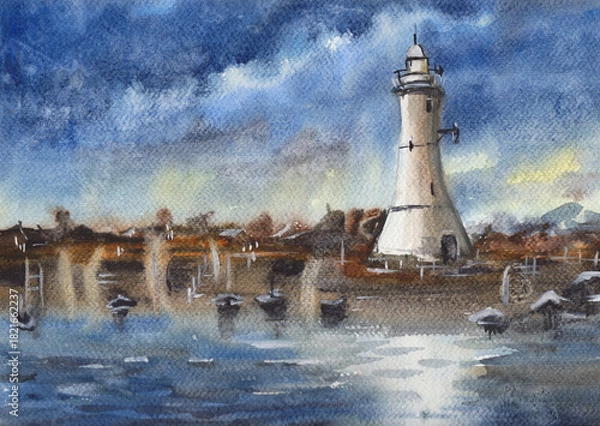 Fototapeta Lighthouse in cloudy weather