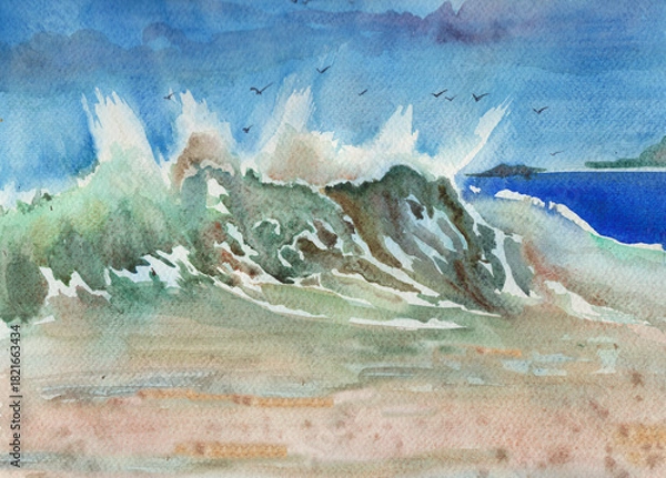 Obraz Big surf on a sandy beach