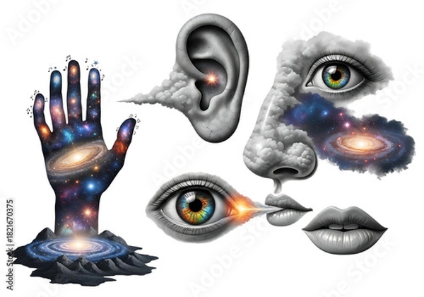 Obraz Surreal sensory organs with cosmic elements art