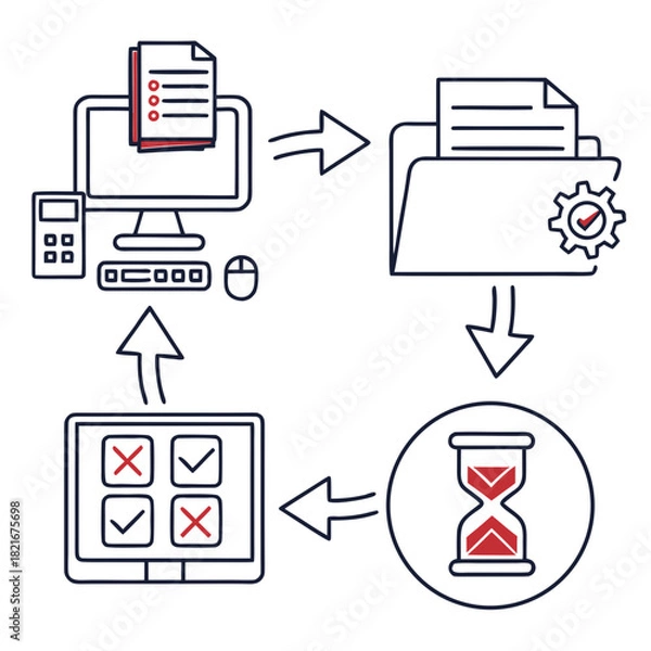 Obraz Business Process Workflow Computer Folder Hourglass Checklist monitor