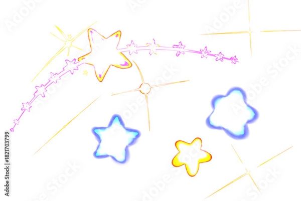 Obraz Radiant magic stars and sparkling light effects with whimsical trailing elements, a vibrant celestial design.