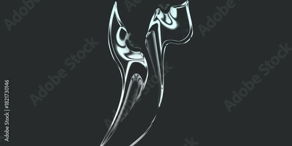 Obraz Abstract flowing liquid glass shapes with shimmering reflections creating a dynamic and elegant modern design element