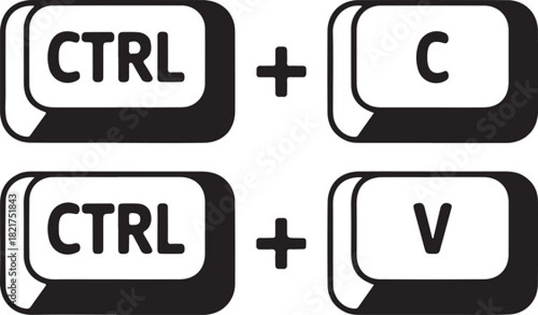 Obraz Keyboard Shortcut Icons For Copy And Paste And Cut And Paste ctrl c ctrl v