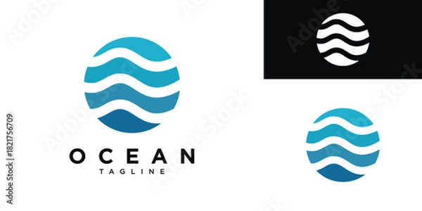 Obraz Ocean wave circle logo design modern minimal style