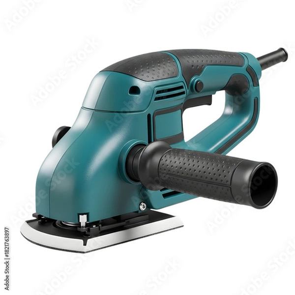 Fototapeta Electric orbital sander tool with auxiliary handle isolated on transparent background