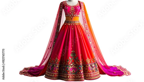 Obraz Studio-Polished Red Bridal Lehenga with Golden Zari Work