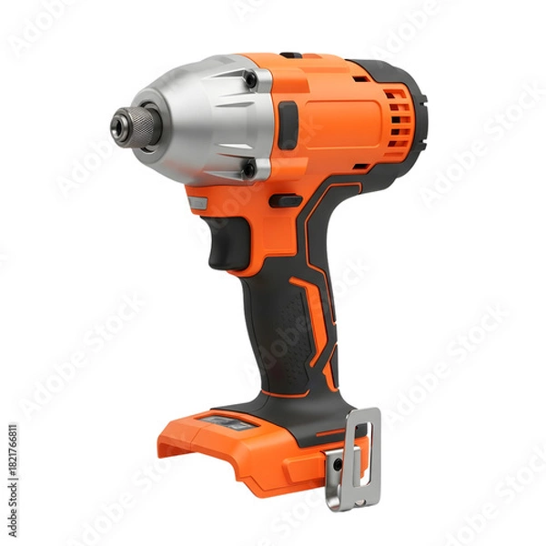 Fototapeta Orange and black cordless impact driver tool isolated on transparent background