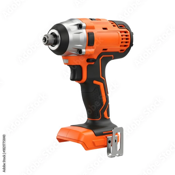 Fototapeta Orange and black cordless impact driver tool isolated on transparent background