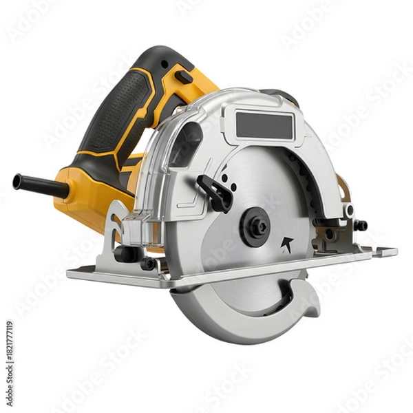 Fototapeta Yellow and black circular saw tool isolated on transparent background