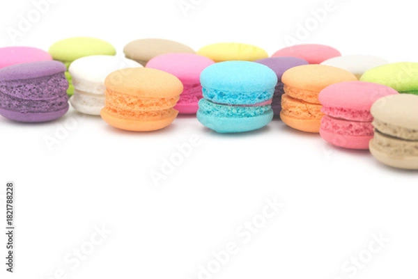 Obraz Colorful mini macaroons isolated on white background