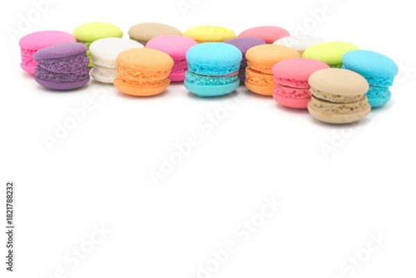 Obraz Colorful mini macaroons isolated on white background