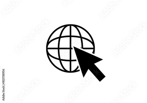 Fototapeta Cursor clicking on globe isolated on transparent background