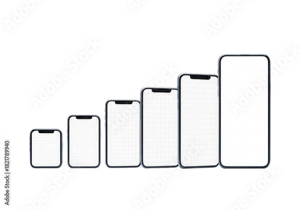 Fototapeta Smartphone size comparison isolated on transparent background