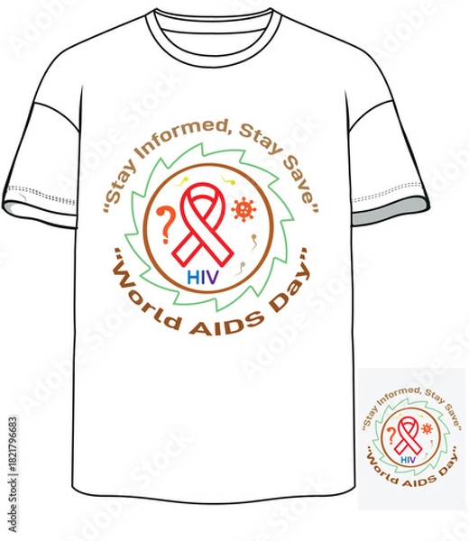 Obraz T-shirt vector HIV World Day Ready Editable Design colourful art social awareness