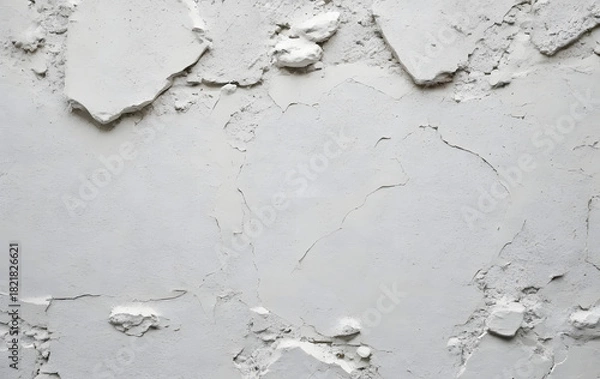 Fototapeta Photo of a detailed texture of a white wall with a natural cracked surface texture.