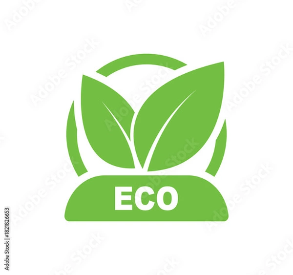 Fototapeta Eco label. Label, sticker or seal icon for products and websites. 100% Eco vector logo design. Premium quality, healthy food natural Eco products.