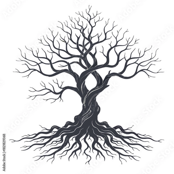 Obraz Artistic Tree Illustration with Serene Branch Design