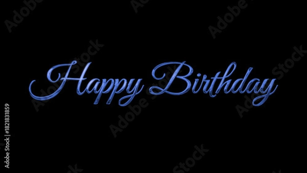 Obraz Happy Birthday image with blue text lettering on transparent background or dark. Perfect for birthday cards, social media posts, invitation, and party.
