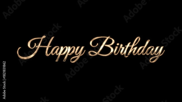 Obraz Happy Birthday Text Image with Lettering Style and Gold Texture.