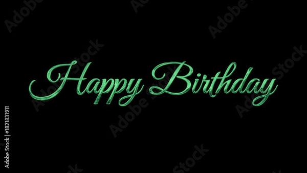 Obraz Happy Birthday image with green text lettering on transparent background or dark. Perfect for birthday cards, social media posts, invitation, and party.
