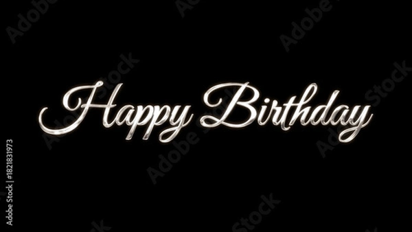Obraz Happy Birthday image with silver text lettering on transparent background or dark. Perfect for birthday cards, social media posts, invitation, and party.
