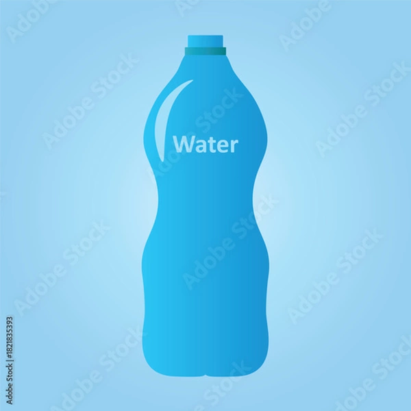 Fototapeta Blue Water Bottle Illustration in Gradient Minimalist Style. Suitable for hydration themes, packaging concepts, healthy lifestyle visuals, and product-related graphics.