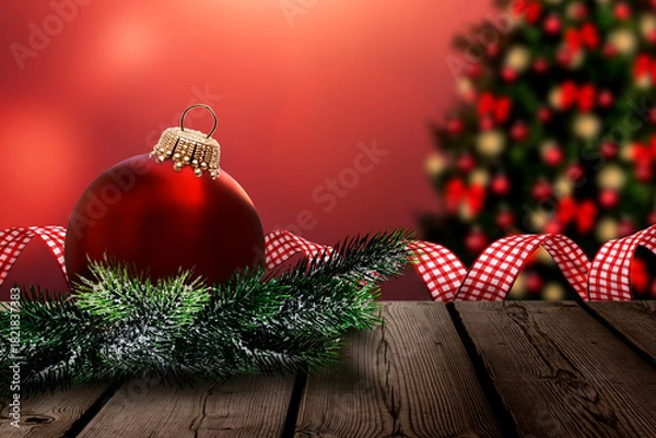 Obraz Weihnachtsmotiv mit Rotem Hintergrund