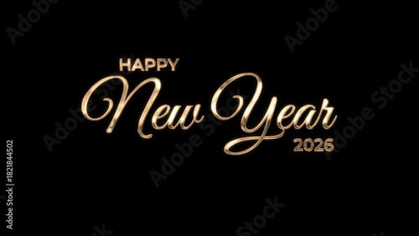 Obraz Happy New Year image 2026 Text in Gold Color. GGreat for holiday themed social media content, digital ads, and festive promotions.
Includes alpha channel.
