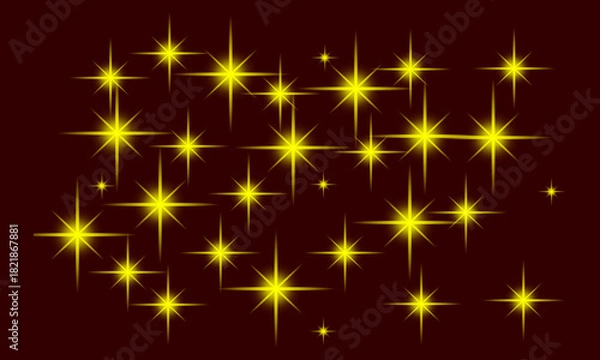 Fototapeta Bright yellow starbursts pattern on a rich maroon background art