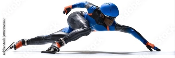 Obraz A man is skating on a rink .