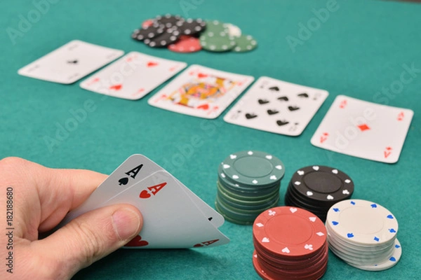 Obraz aces pair on a gambling table with chips