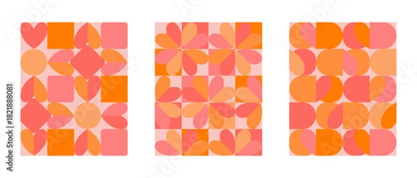 Obraz Lovely collection of abstract Valentine’s backgrounds featuring dual-tone hearts and shapes. Perfect for print and digital use, including covers, wrapping paper, banners, romantic graphics, and decor.