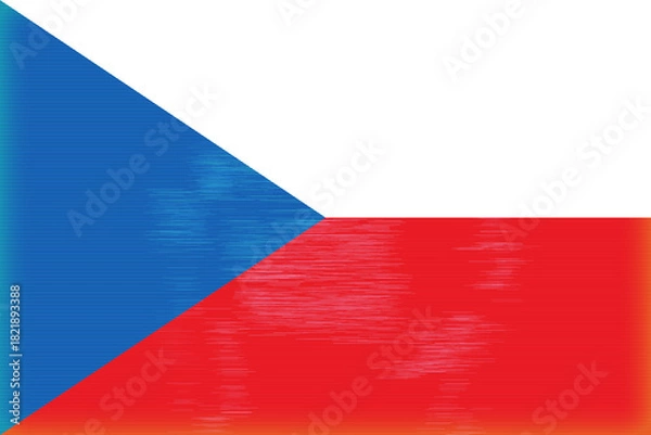 Fototapeta Stylized Czech Republic flag displays vibrant red, white, and blue with horizontal line details that create movement and depth in a patriotic visual design.