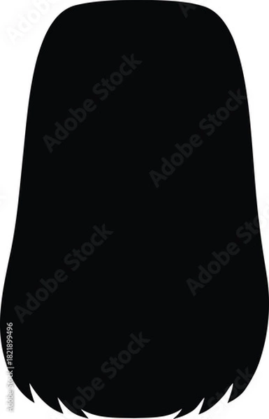 Fototapeta Stylized black silhouette of a woman's head with straight, medium-length hair, clean lines, and a smooth profile for design projects and avatars. isolated on transparent background, Vector