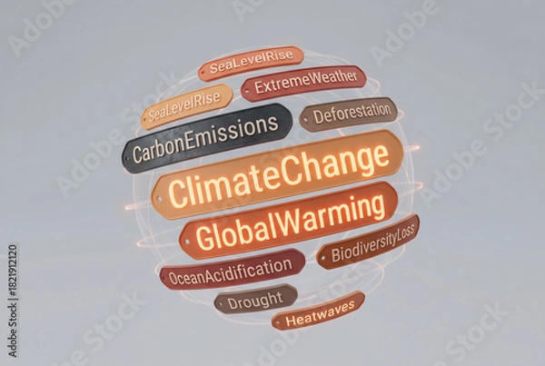 Obraz Climate change and global warming concept with related keywords