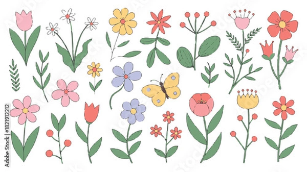 Fototapeta 0046_1_a-collection-of-hand-drawn-floral-and-bo_rEAw60ibTJeTtqSf5A0WKQ_PZJHEODXRoWVtPlIw_VADQ_traced