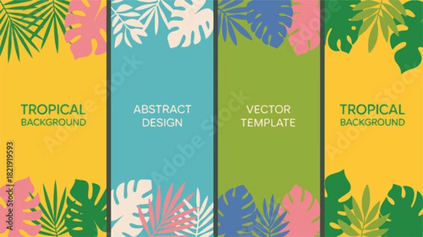 Obraz Tropical Leaves and Abstract Design Vertical Banners