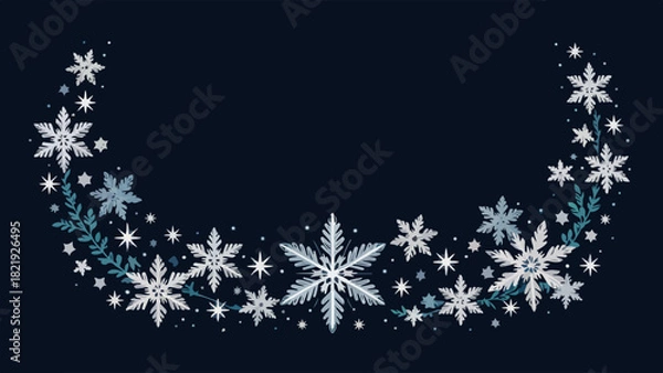 Fototapeta snowflakes and stars border , snowflakes and stars border vector