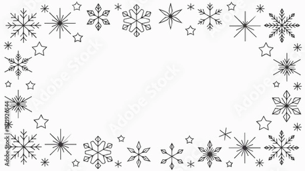 Fototapeta snowflakes and stars border , snowflakes and stars border vector