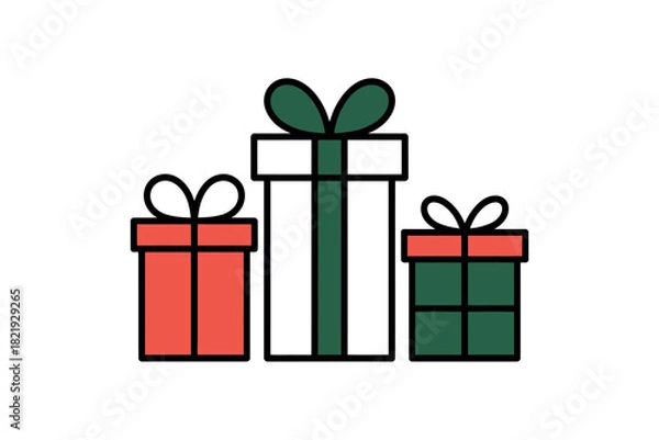 Obraz Three festive gift boxes are arranged together, symbolizing holiday celebrations and surprises.