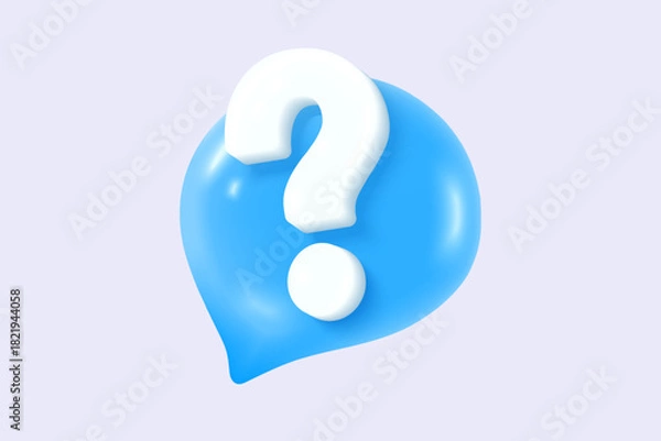 Obraz 3d question answer sign or problem icon. speak bubbles question mark sign or ask FAQ and QA answer solution information. 3d answer speech bubbles icon vector render illustration