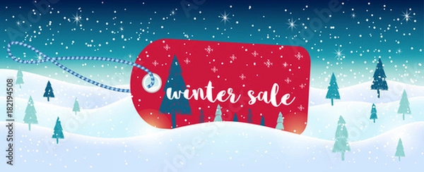 Fototapeta Zimowe banery i reklamy sprzedaży w mediach społecznościowych, kolekcja szablonów internetowych.