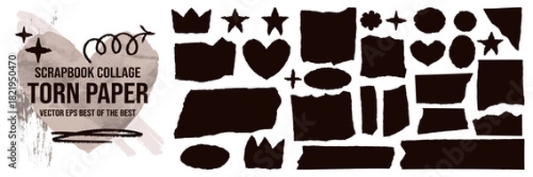 Obraz Set rough with torn edges and jagged tattered paper.