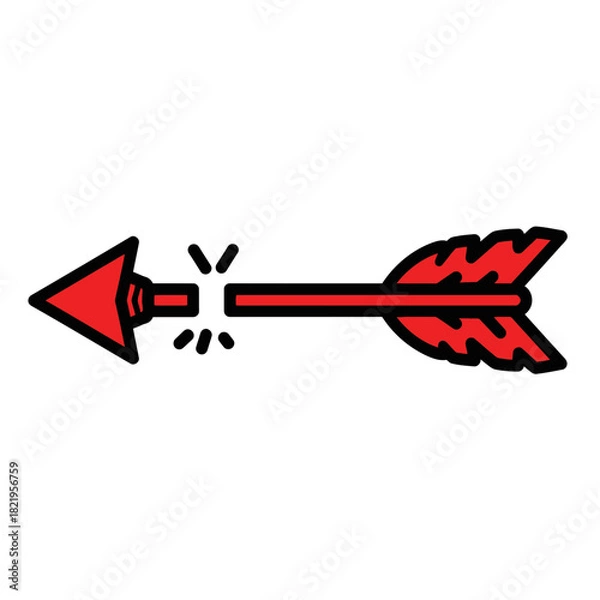 Fototapeta Red tribal arrow moving left with bold graphic style perfect for navigation, retro themes, or adventure content