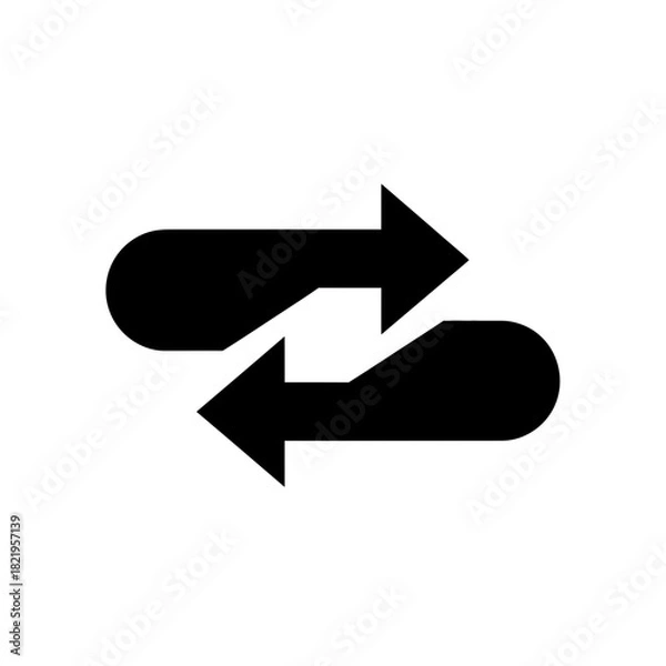 Fototapeta Two looping arrows representing sync, repeat, refresh actions and modern UI interaction concepts