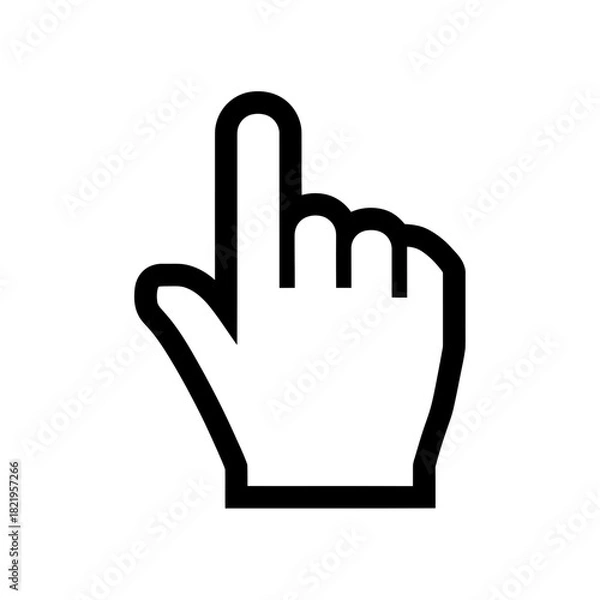 Fototapeta Hand cursor arrow pointing upward for UI design, interactive elements, clicking actions and digital guidance