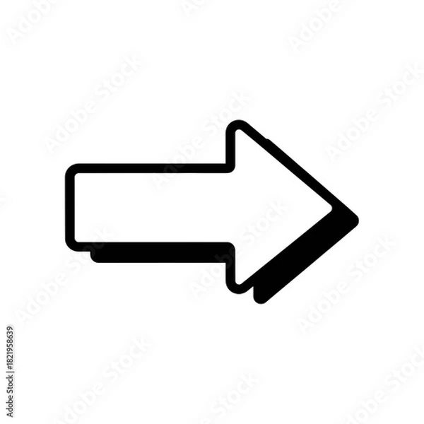 Fototapeta Clean white arrow with bold outline symbolizing direction, forward movement and modern navigation icons