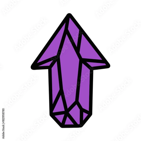Fototapeta Purple crystal arrow icon symbolizing fantasy, magic, mystical navigation and gem-themed creative designs