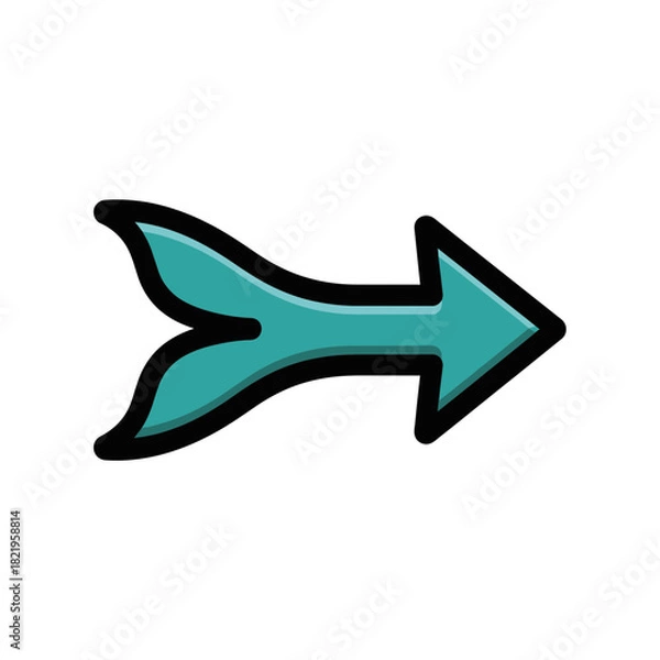 Fototapeta Aqua arrow with water-flow effect showing motion, fluidity and refreshing direction for nature or tech graphics